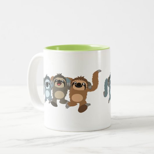 Drie Cute Cartoon-sleuven Tweekleurige Koffiemok (Voorkant links)