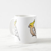 Drie Cute Cockatiel Cartoon Birds Koffiemok (Voorkant links)