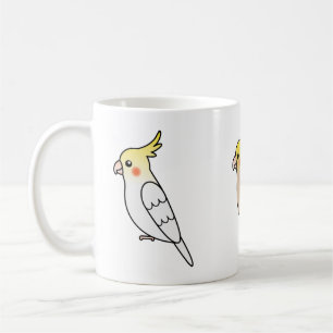 Drie Cute Cockatiel Cartoon Birds Koffiemok