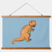 Drie Cute Dinosaurs Illustraties kleurrijk Hangend Wandkleed (Voorkant 2)