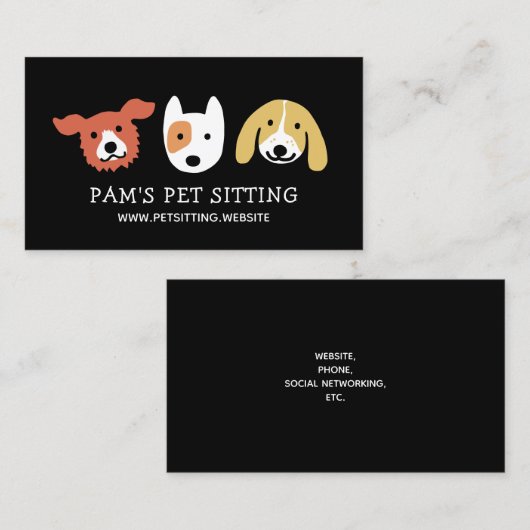 Drie Cute Dog Facs | Dierenvriend | Pet Care Visitekaartje (Voorkant / Achterkant)