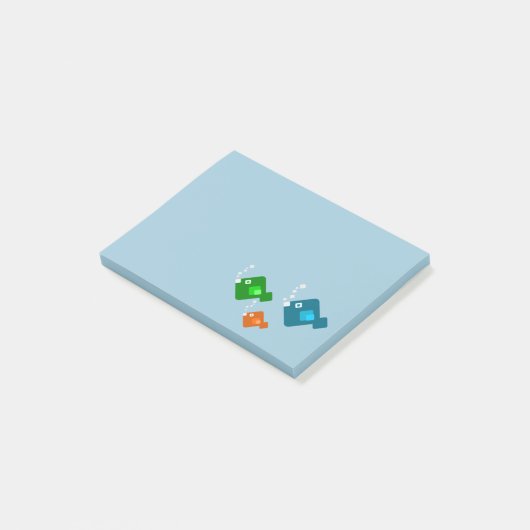 Drie Cute en kleurrijke 8-bits viszwemmen Post-it® Notes (Schuin)