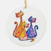 Drie Cute en kleurrijke katten Keramisch Ornament (Voorkant)