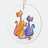 Drie Cute en kleurrijke katten Keramisch Ornament (Links)