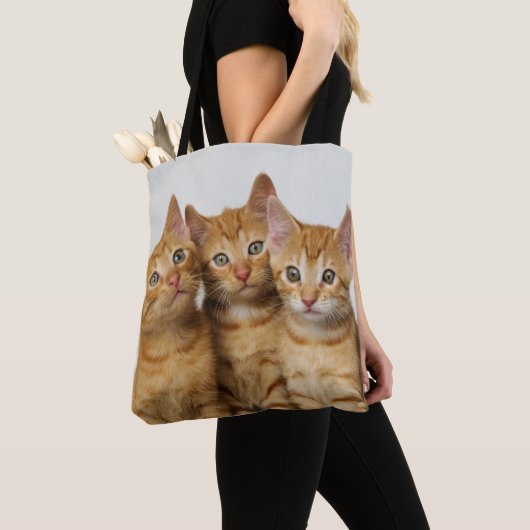 Drie Cute Ginger Cat Kittens Foto op Shopper Tote Bag (Dichtbij)