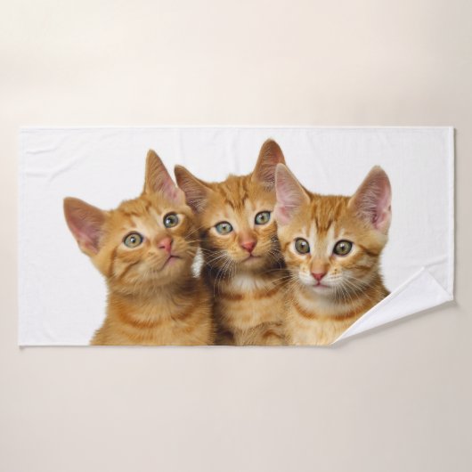 Drie Cute Ginger Cat Kittens Friends Head Foto - Bad Handdoek (Badhanddoek)