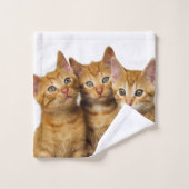 Drie Cute Ginger Cat Kittens Friends Head Foto - Bad Handdoek (Wasdoekje)