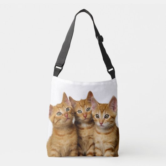 Drie Cute Ginger Cat Kittens Friends Head Foto - Crossbody Tas (Voorkant)