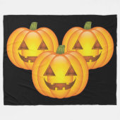 Drie Cute Halloween Jack O'Lantern Pumpkins Fleece Deken (Voorkant (Horizontaal))