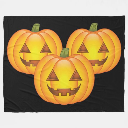 Drie Cute Halloween Jack O'Lantern Pumpkins Fleece Deken (Voorkant (Horizontaal))