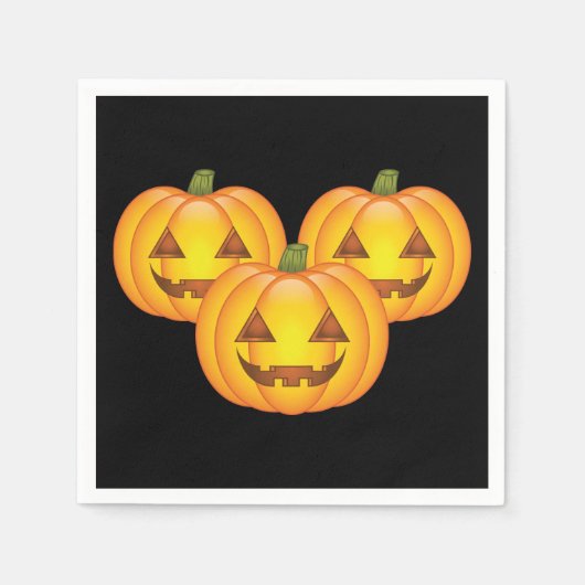 Drie Cute Halloween Jack O'Lantern Pumpkins Servetten (Voorkant)