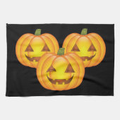 Drie Cute Halloween Jack O'Lantern Pumpkins Theedoek (Horizontaal)