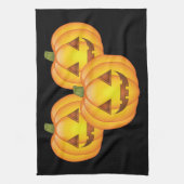 Drie Cute Halloween Jack O'Lantern Pumpkins Theedoek (Verticaal)