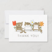 Drie Cute Katten met bloemen Hartelijk dank Kaart (Voorkant)