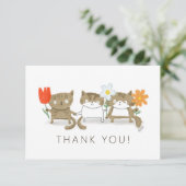 Drie Cute Katten met bloemen Hartelijk dank Kaart (Staand voorkant)