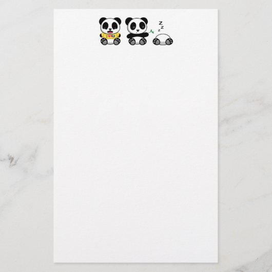 Drie Cute Little Pandas Briefpapier (Voorkant)