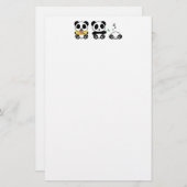 Drie Cute Little Pandas Briefpapier (Voorkant / Achterkant)