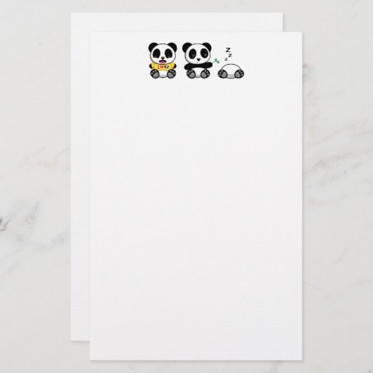 Drie Cute Little Pandas Briefpapier (Voorkant / Achterkant)