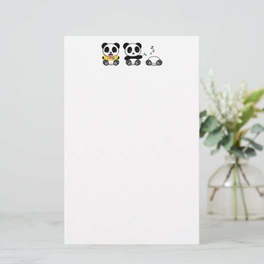 Drie Cute Little Pandas Briefpapier (Staand voorkant)