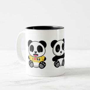 Drie Cute Little Pandas Tweekleurige Koffiemok