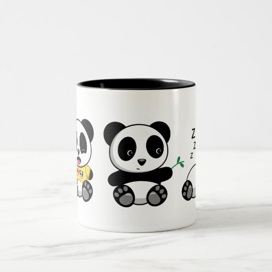 Drie Cute Little Pandas Tweekleurige Koffiemok (Center)