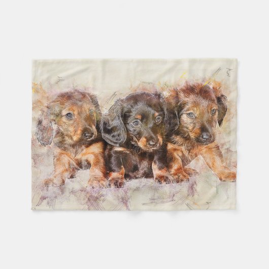 Drie Cute Puppies Fleece Deken (Voorkant (Horizontaal))