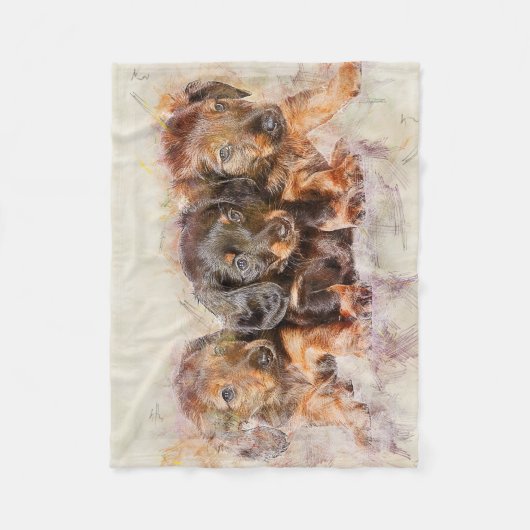 Drie Cute Puppies Fleece Deken (Voorkant)