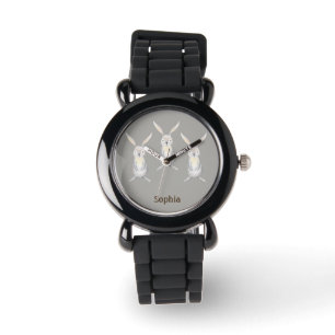 Drie Cute Rabbits op Silver Personalized Watch Horloge