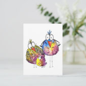 Drie Cute Whimsical Colorful Birds Briefkaart (Staand voorkant)
