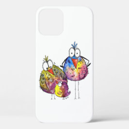 Drie Cute Whimsical Colorful Birds Case-Mate iPhone Case