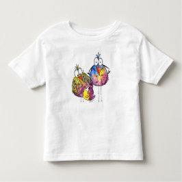 Drie Cute Whimsical Colorful Birds Kinder Shirts