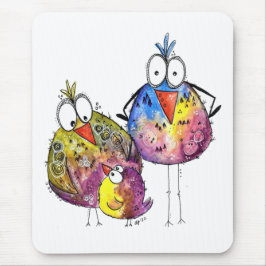 Drie Cute Whimsical Colorful Birds Muismat