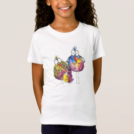 Drie Cute Whimsical Colorful Birds T-shirt