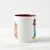 Drie Cute Whimsical-huizen Tweekleurige Koffiemok (Center)