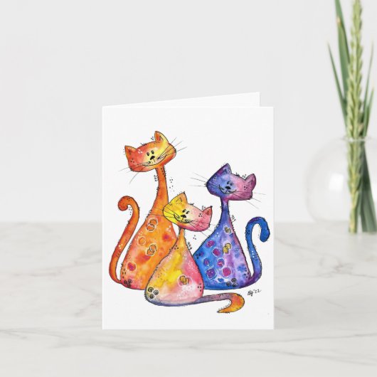 Drie Cute Whimsical-katten Kaart (Voorkant)