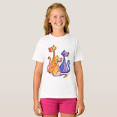 Drie Cute Whimsical-katten T-shirt (Voorkant volledig)