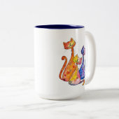 Drie Cute Whimsical-katten Tweekleurige Koffiemok (Voorkant rechts)