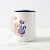 Drie Cute Whimsical-katten Tweekleurige Koffiemok (Voorkant links)