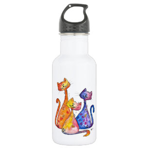 Drie Cute Whimsical-katten Waterfles