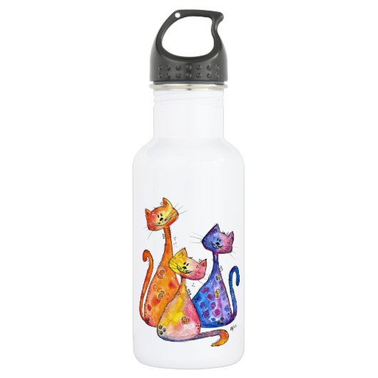 Drie Cute Whimsical-katten Waterfles (Voorkant)
