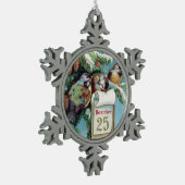 Drie Cute Winter Birds December 25 Tin Sneeuwvlok Ornament (Links)