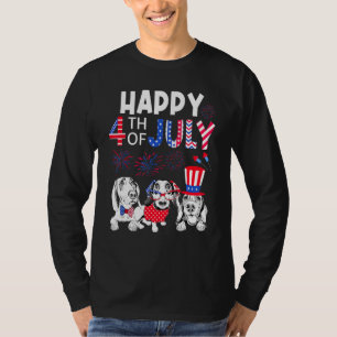 Drie Dachshund Happy 4th van juli Amerikaanse vlag T-shirt