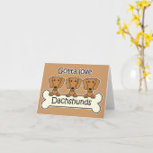 Drie Dachshunds Kaart (Gele Bloem)