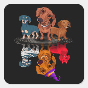 Drie Dachshunds Reflection Halloween Adult Gifts Vierkante Sticker
