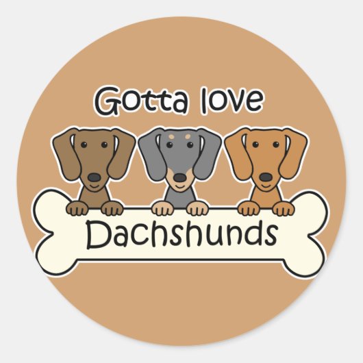 Drie Dachshunds Ronde Sticker (Voorkant)
