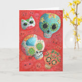 Drie dagen van de dode schedels kaart (Gele Bloem)