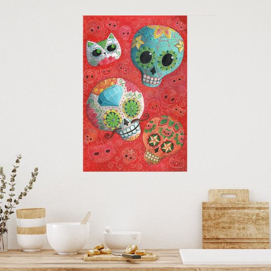 Drie dagen van de dode schedels poster (Keuken)