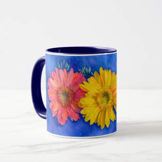 Drie Daisy Flowers Art Mok Cup (Voorkant links)
