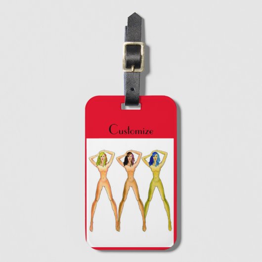 Drie dames met lange poten, permanent Thunder_Cove Bagagelabel (Voorkant (verticaal))