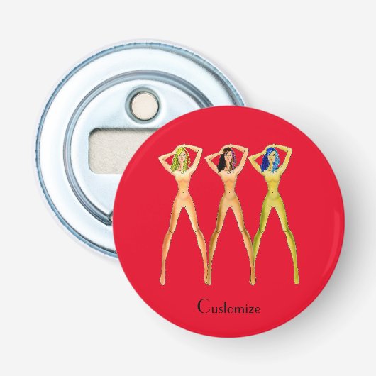 Drie dames met lange poten, permanent Thunder_Cove Button Flesopener (Voorkant)
